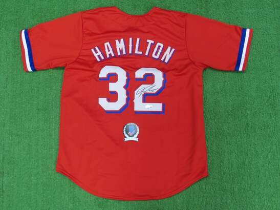 JOSH HAMILTON TEXAS RANGERS SIGNED RED JERSEY size L BAS COA | eBay