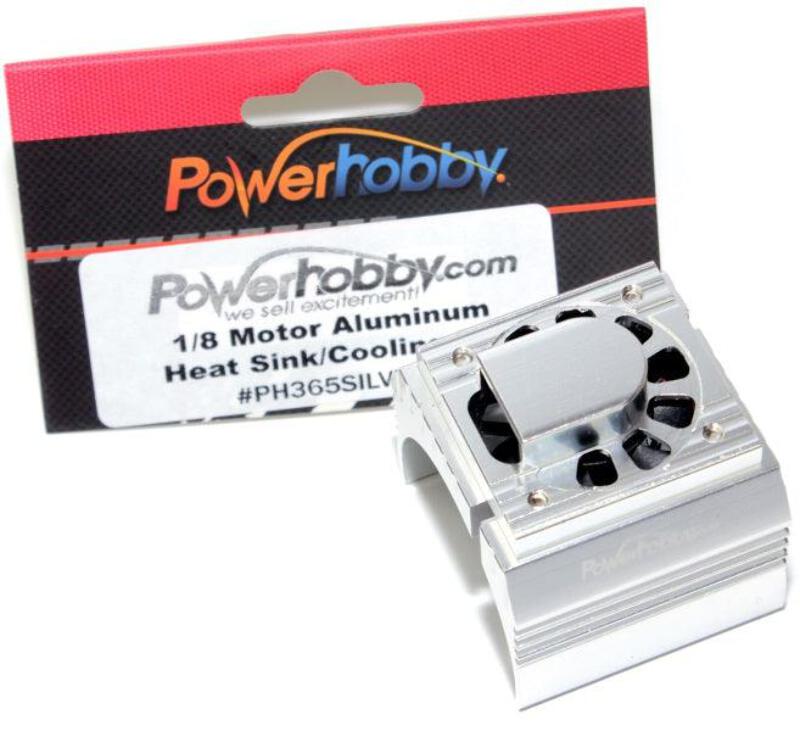 MAMIMU Powerhobby Aluminum Motor Heatsink Cooling Fan 1/8 Silver
