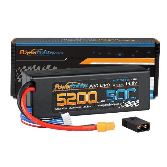 OH！ Powerhobby 4s 14.8v 5200mah 50c Lipo Battery w XT60 +