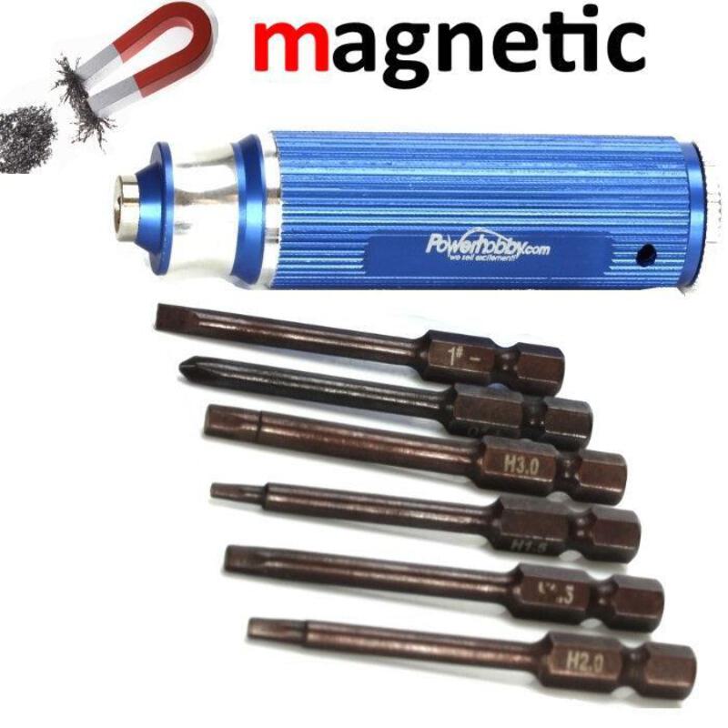 Powerhobby Hex / Mulit Driver Magnetic RC Tool Set Blue Phillips