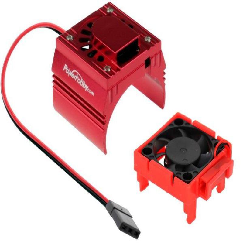 バイイー Powerhobby ESC + Motor Cooling Fan Red FOR Traxxas Velineon