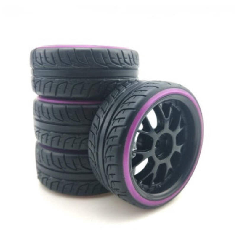 ホビーラジコン Powerhobby 1/10 Drift Car Mounted Tires / Wheels (4) Purple