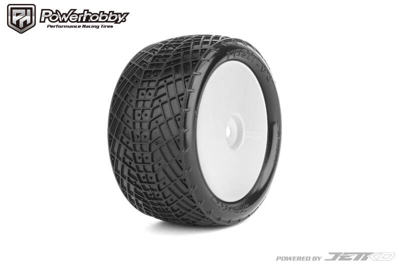 ② Powerhobby Positive Mounted Tires Rear 1/10 Buggy Clay (2