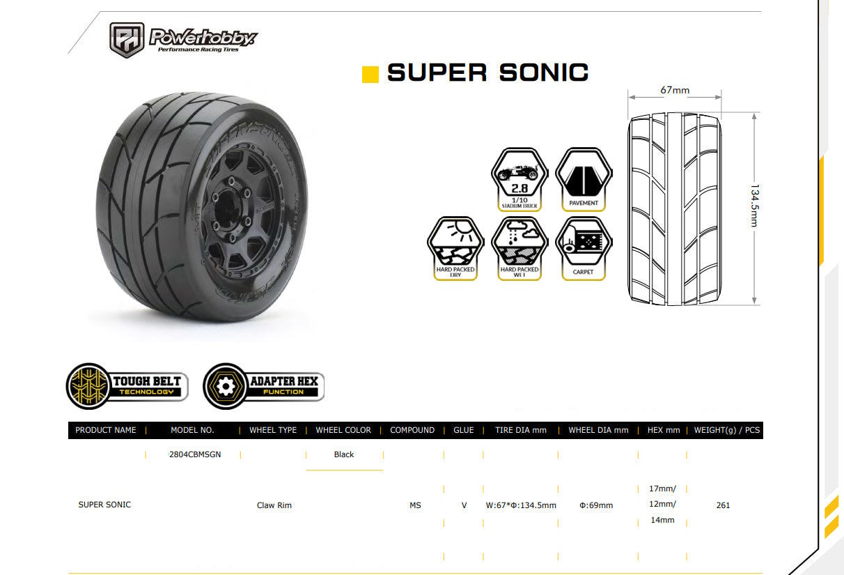 Powerhobby 1/10 2.8 MT Super Sonic Tires (4) Kyosho | eBay