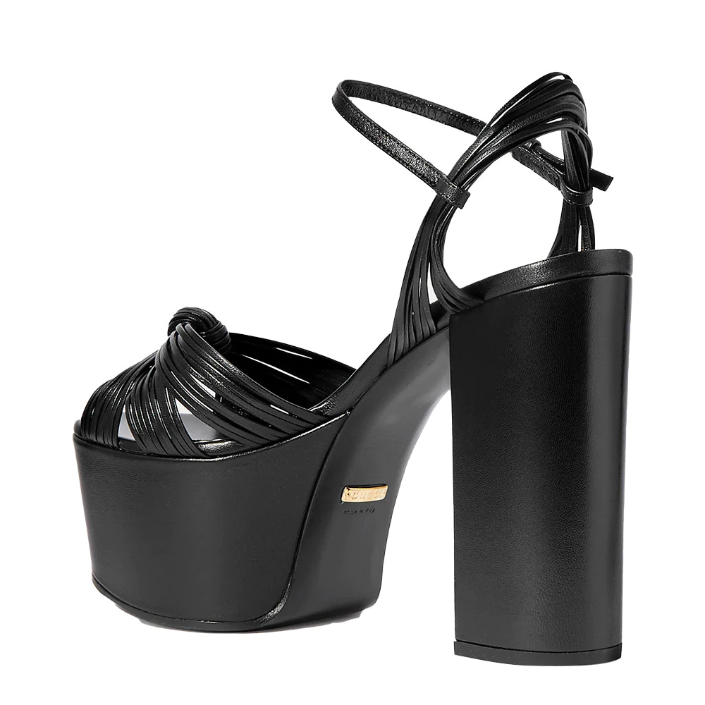 Gucci Women's Leather 'Crawford' Knotted Platform Sandal Black
