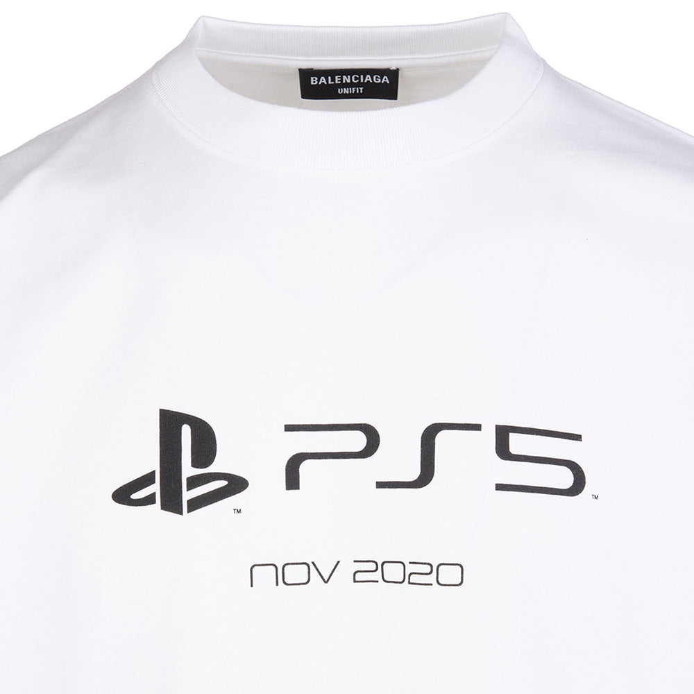 Balenciaga x Sony PS5 Unisex Cotton Graphic Release T Shirt White