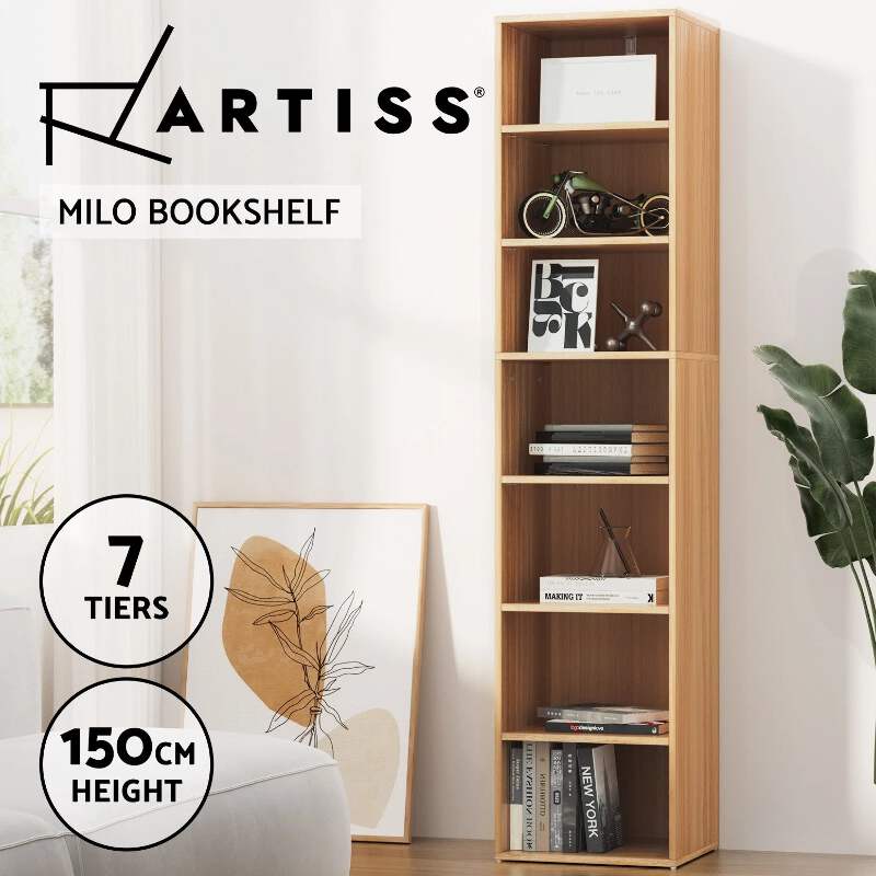 Artiss Bookshelf 7 Tiers Display Book Cube Shelves CD DVD Storage MILO Pine