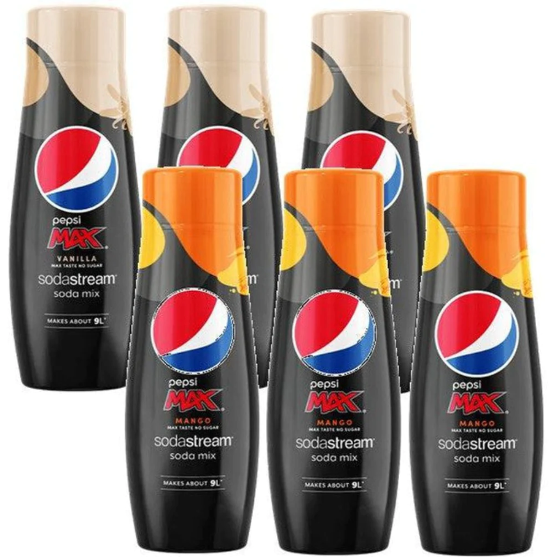 Sodastream Pepsi & Pepsi MAX Syrup Tasty Bundle - Makes 18 Litres of Fizzy  Juice