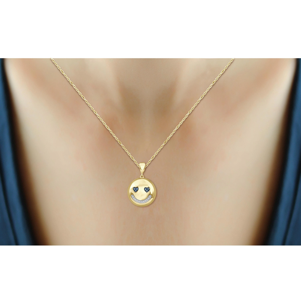 Only 45.00 usd for JewelonFire 1/10 Ctw Multicolor Diamond 14k Gold Over  Silver Emoji Pendant Online at the Shop