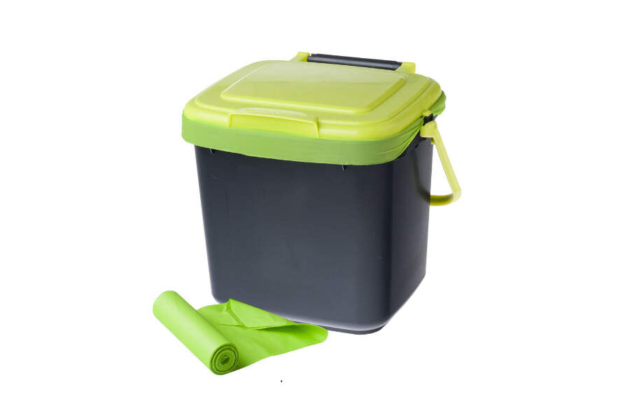 7 Litre Maze Kitchen Bench Caddy Compost Bin With 20 X Compostable