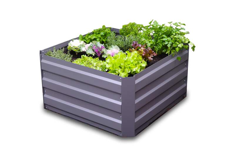 Greenlife Square Galvanised Metal Raised Garden Bed Planter Slate