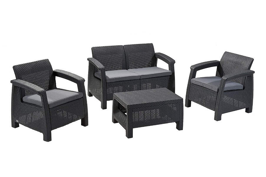 Keter Corfu 4 Seater Lounge Set Premium Wicker Outdoor Furniture Rattan Patio Ga Ebay