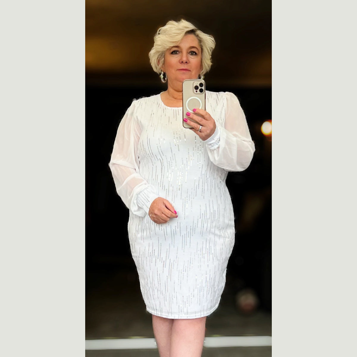 Plus size sale sequin white dress