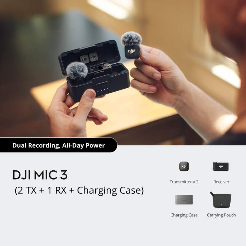 DJI Mic 3 Mini Wireless Microphone 2 TX + 1 RX + Charging Case