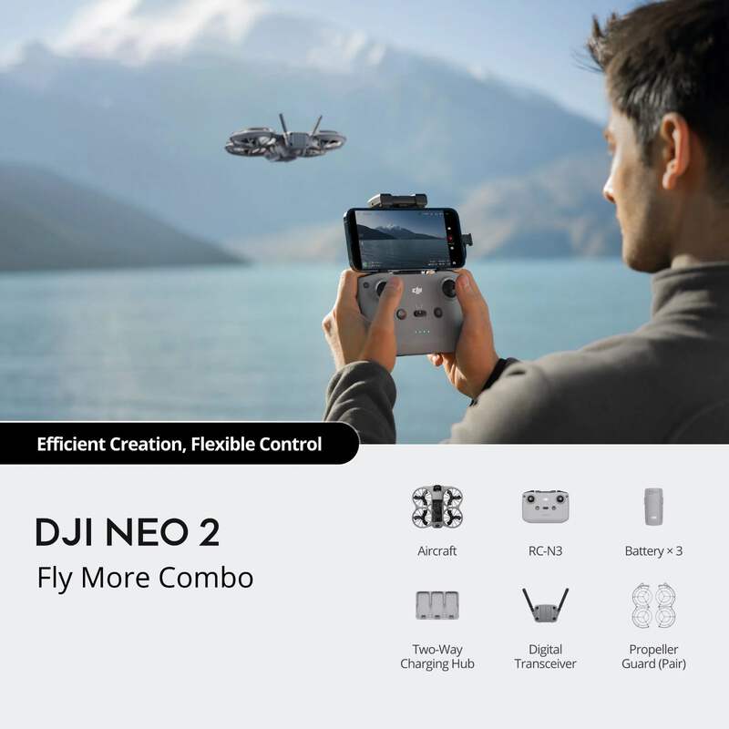 DJI Neo 2 Fly More Combo 4K Camera Drone with RC-N3 & 3 Extra Batteries