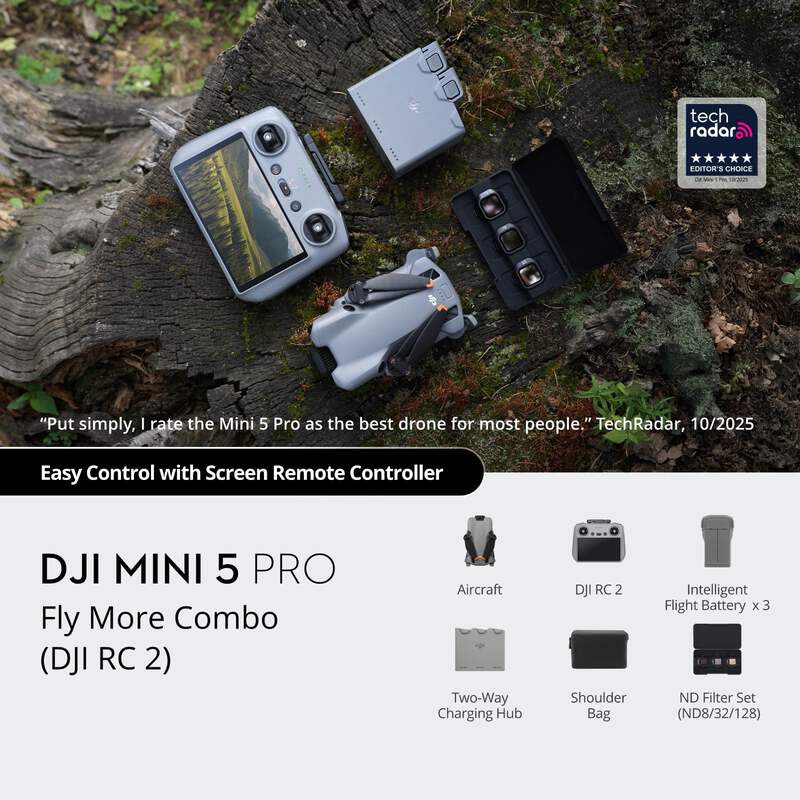 DJI Mini 5 Pro Fly More Combo 4K 120fps Drone Camera with RC2 Remote Control