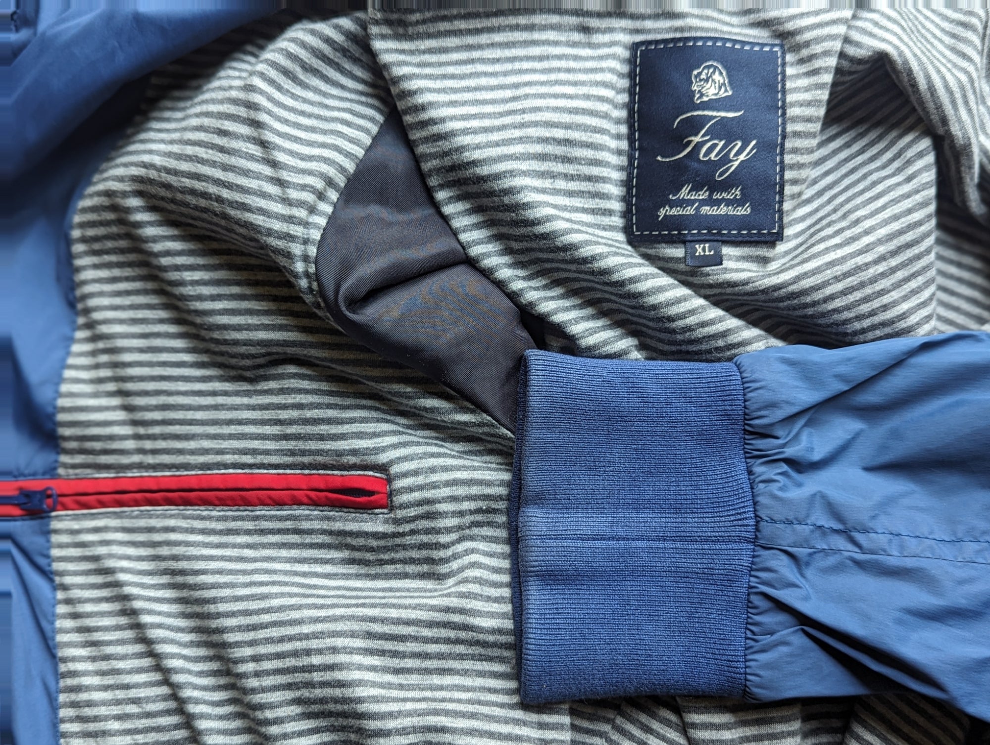 Fay Jacket L/XL Zip Front Blue Polyester | eBay