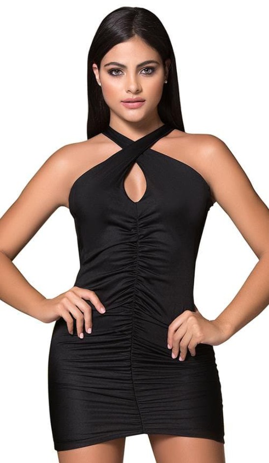 criss cross neck short dress Criss-Cross Mini Halter Dress 12 / Navy