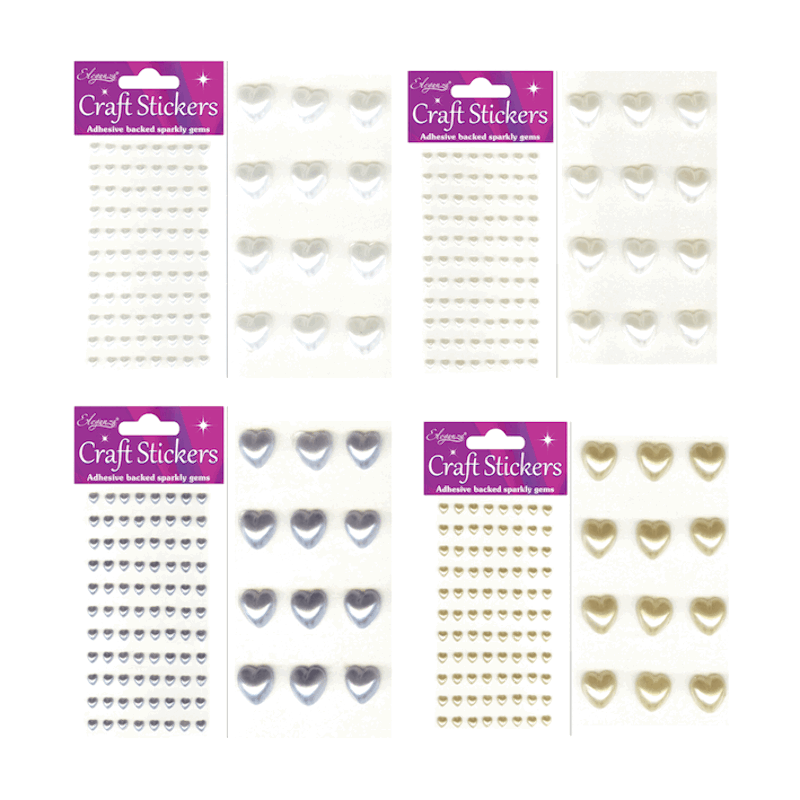 6mm Self Adhesive Pearl Heart Sticker Gems - 88pc 6mm Self Adhesive Pearl Heart Sticker Gems - 88pc