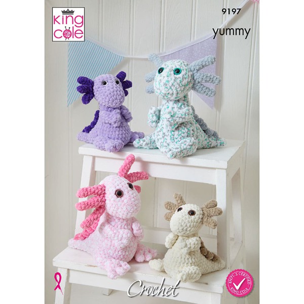 King Cole Novelty Toy Axolotls Crochet Pattern 9197 - Chunky King Cole Novelty Toy Axolotls Crochet Pattern 9197 - Chunky