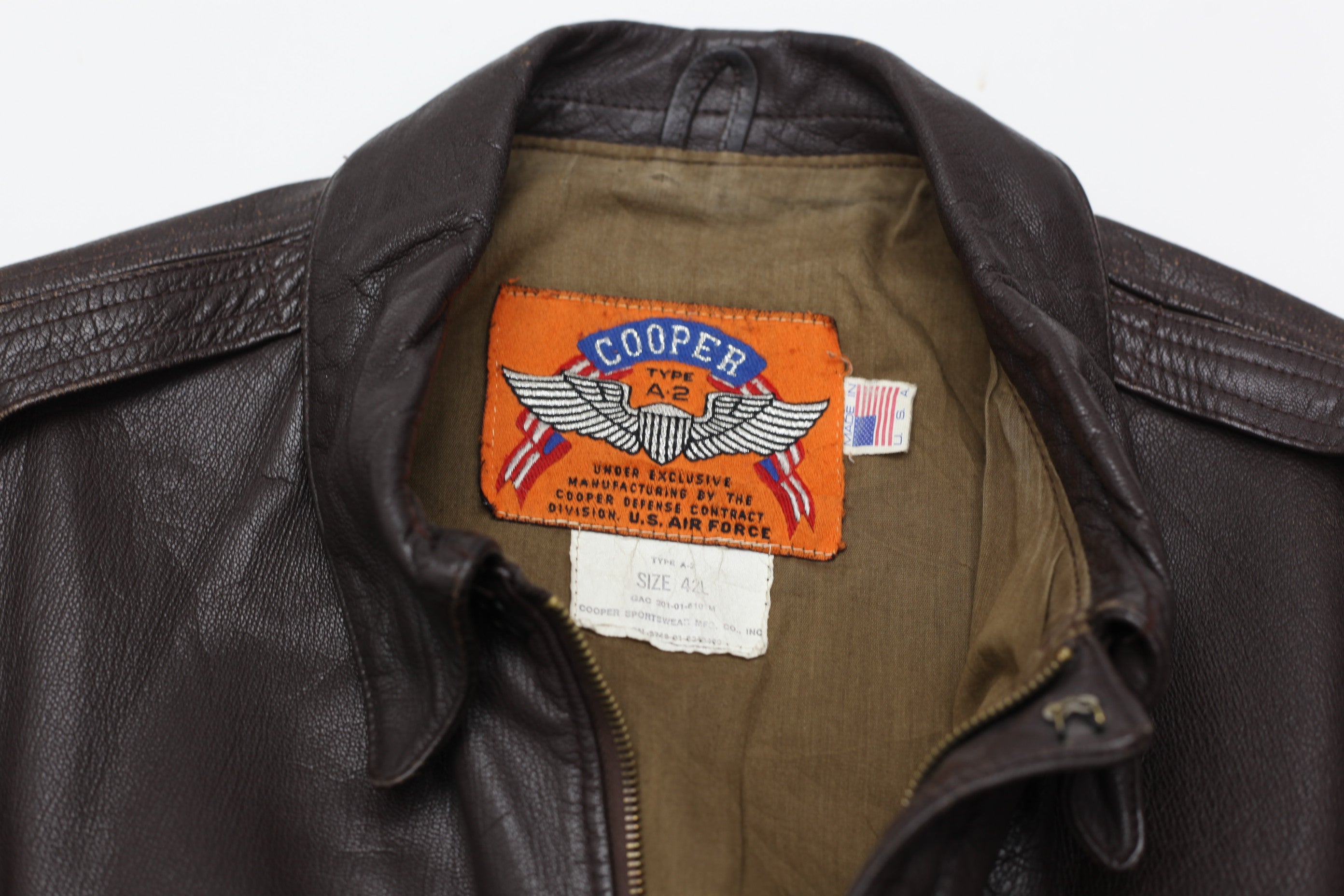 ジャケット・アウター COOPER A-2 Leather Flight Jacket 40Lsize Cooper Original™ Goatskin A-2 Leather Jacket - US Wings
