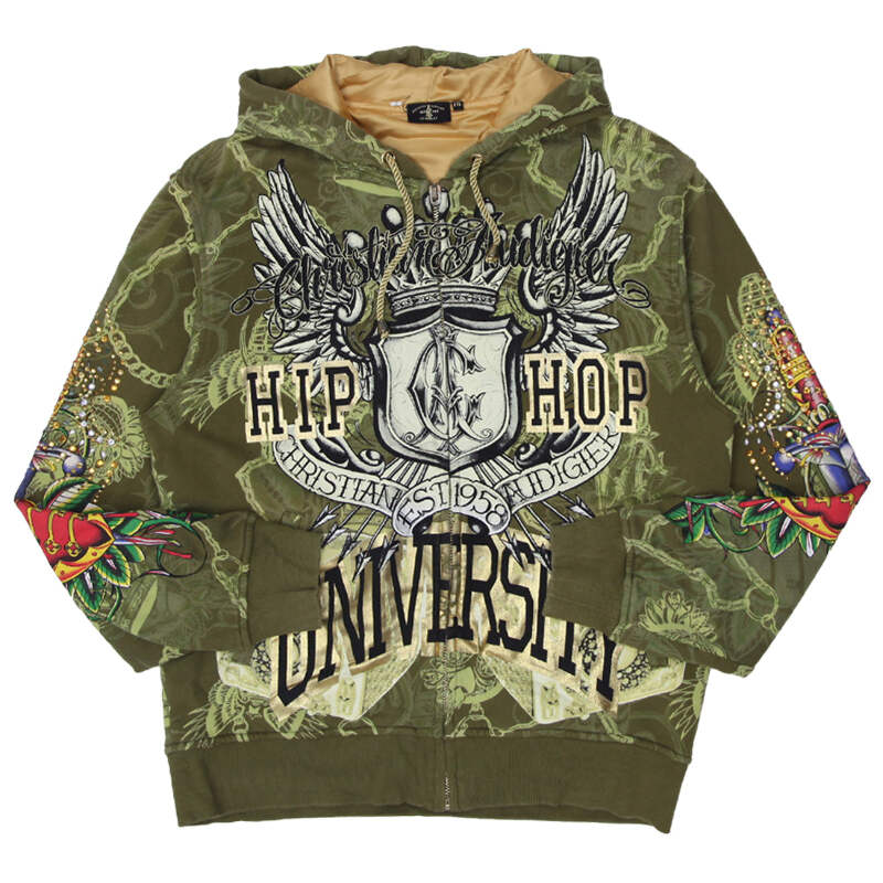 00s CHRISTIAN AUDIGIER リバーシブルパーカー Y2K Vintage Christian Audigier Gold Zip Hoodie Panther Chains