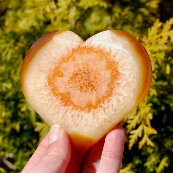 Peach Dendritic Flower Agate Hearts from Madagascar Peach Dendritic Flower Agate Hearts from Madagascar