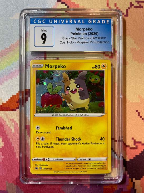 2020 Pokémon Black Star Promos Morpeko Holo (Swirl) SWSH031 CGC 9