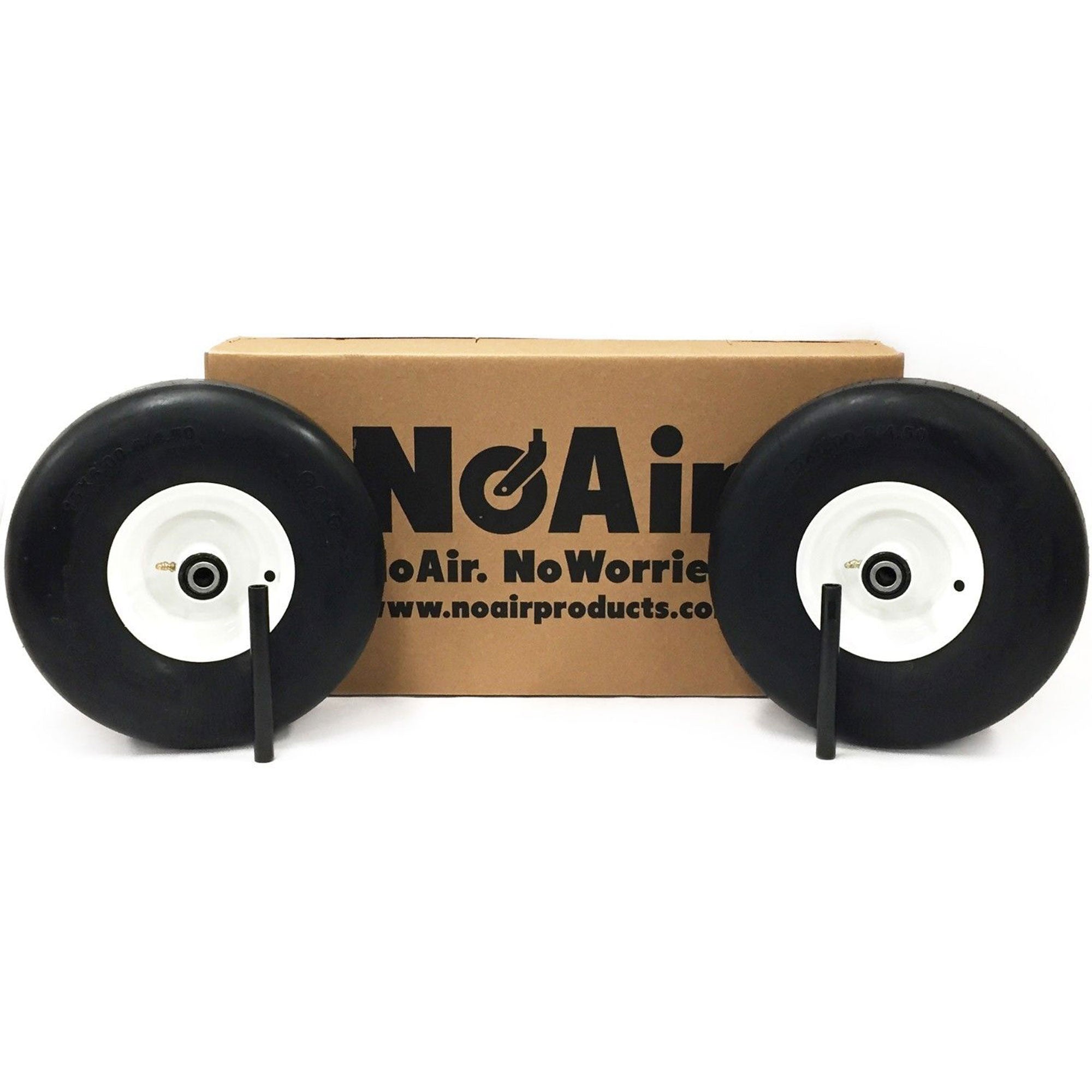 らび NoAir® (2) Flat Free Tire Assemblies 15x6.00-6 Fits Kubota ZD21