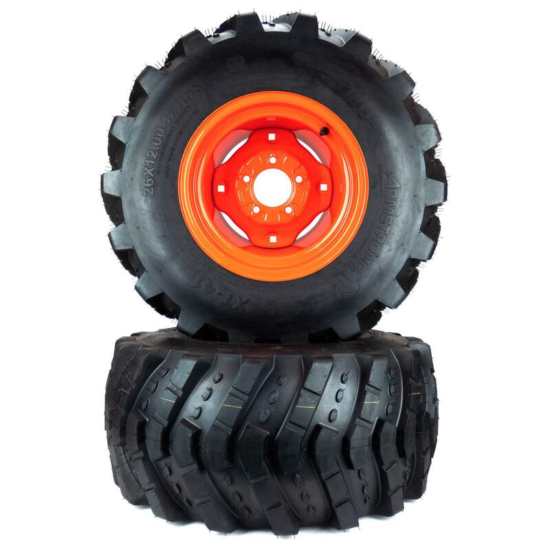 2) Aggressive Tire Assemblies 26x12.00-12 Fits Kubota BX Series