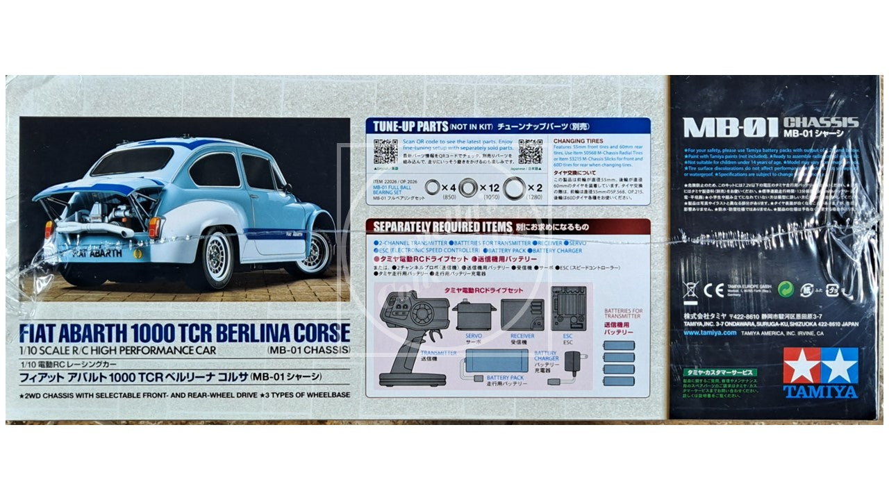 Tamiya 1/10 Fiat Abarth 1000 TCR 2WD Kit MB-01 Chassis Motor & ESC