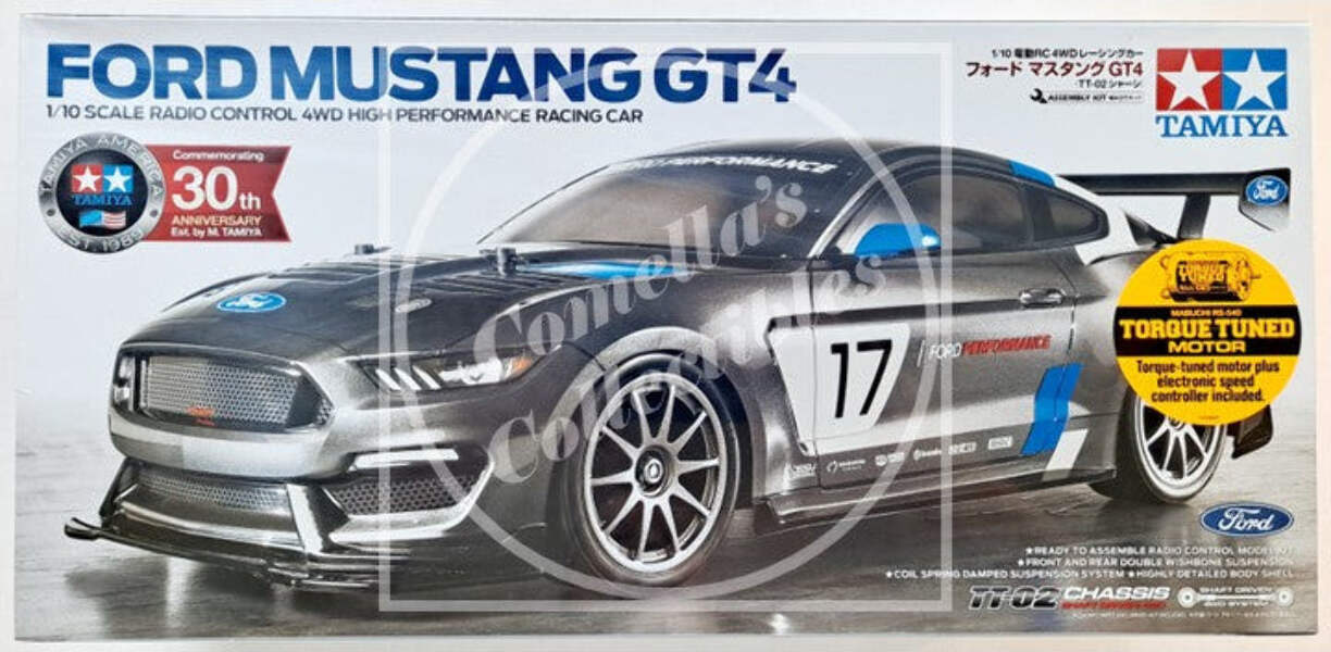 Tamiya 1/10 Ford Mustang GT4 4WD Race Kit TT-02 Chassis Motor and