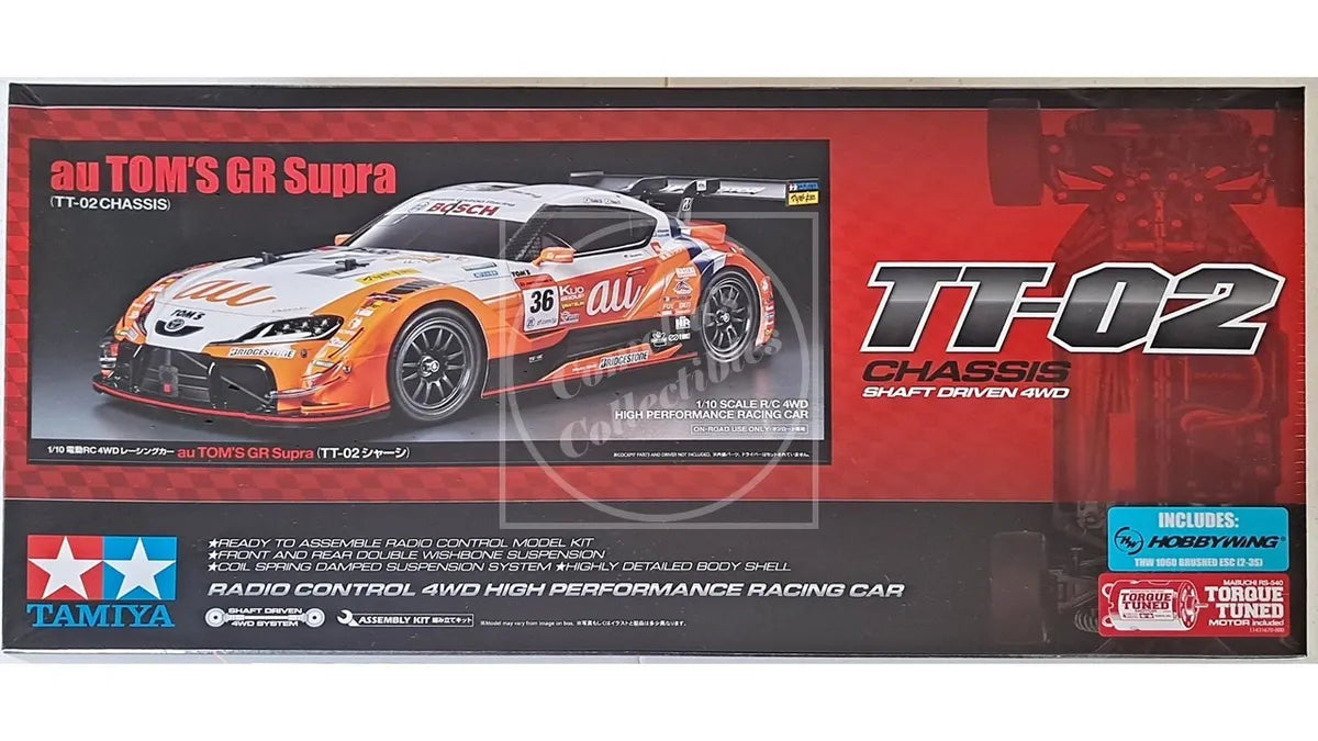 Tamiya 1/10 au Tom's GR Supra 4WD Kit TT-02 Chassis Motor & ESC