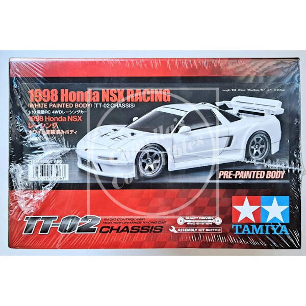 Tamiya RC 1/10 '98 Honda NSX White 4WD Kit TT-02 Chassis
