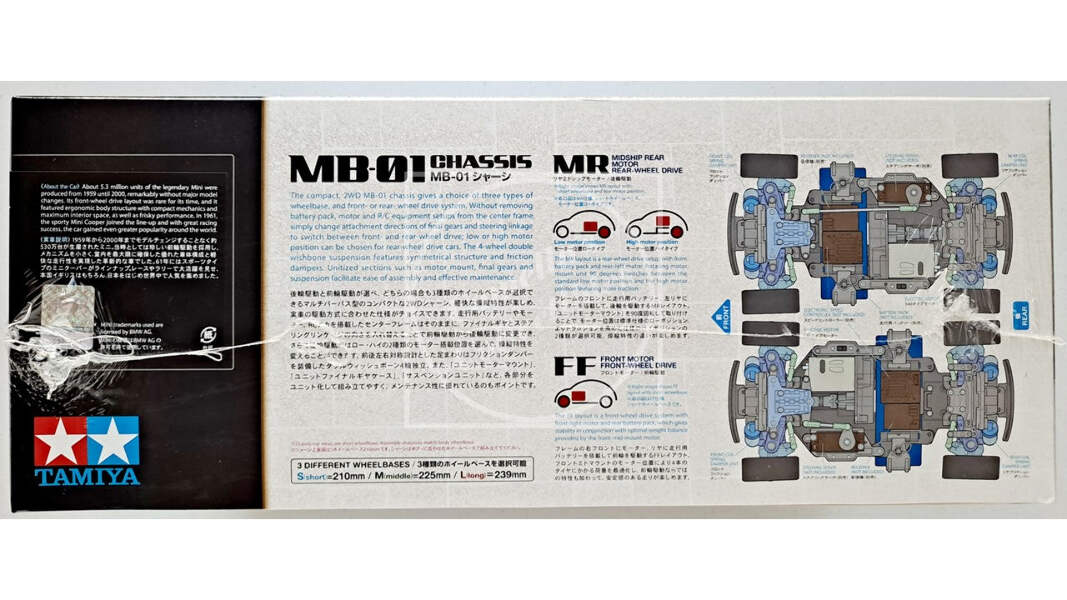 Tamiya 58747 RC 1/10 Mini Cooper Racing 2WD Kit MB-01 Chassis