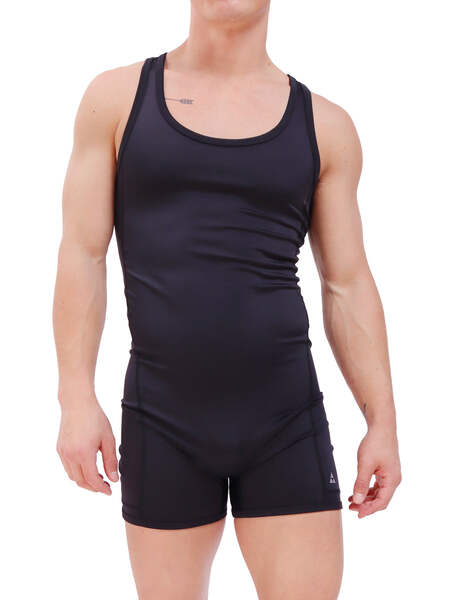 Men's Black Athletic Bodysuit - Athleticwear For Men - Body Aware L