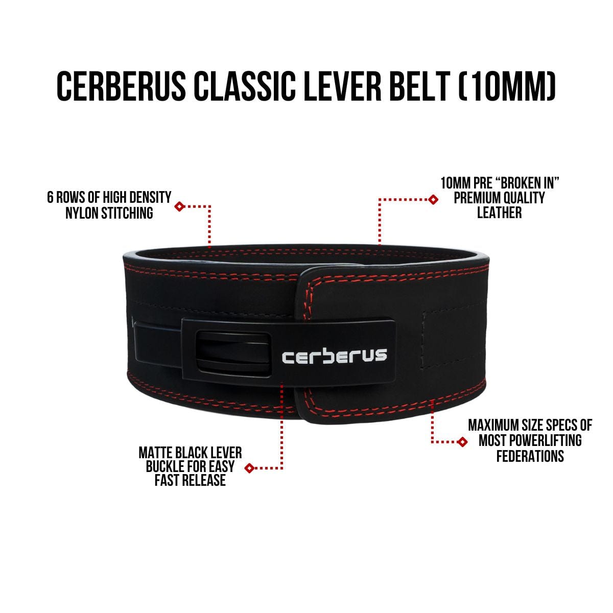 Cerberus Strength Powerlifting Belt - Thumbnail 4