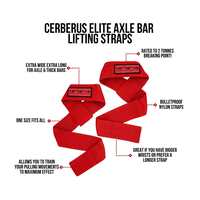Cinghie Da Sollevamento CERBERUS Strength Axle Bar Elite, Rosse, In Nylon, Taglia Unica