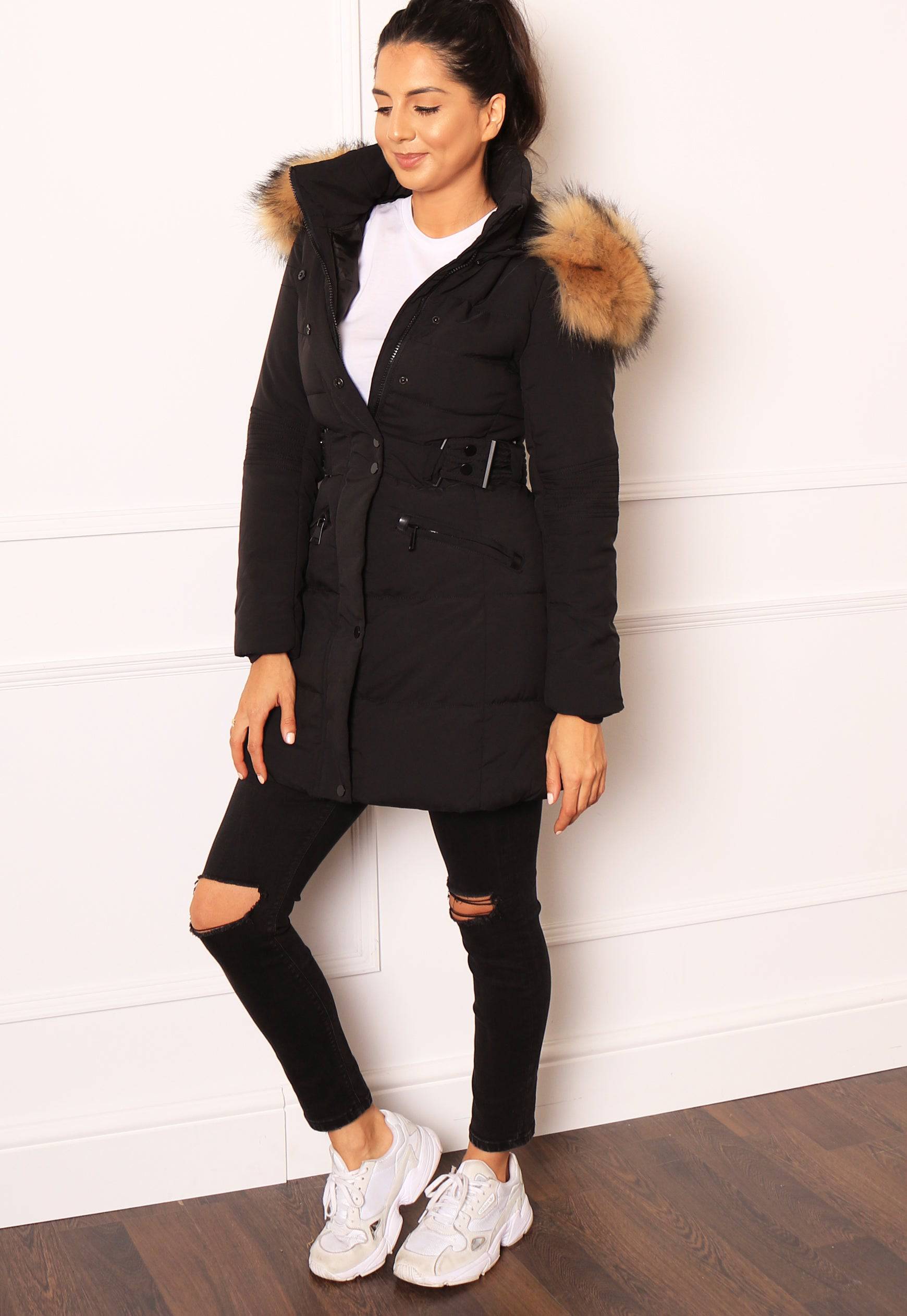 Mila Grey Quilted Puffer Coat With Faux Fur Trimmed Hood | One Nation Clothing | SilkFred Mila Grey Quilted Puffer Coat With Faux Fur Trimmed Hood | One Nation Clothing | SilkFred