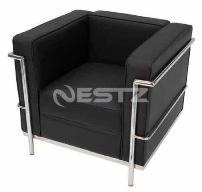 Le Corbusier Lc2 Replica Premium Leather Armchair Sofa Black Ebay