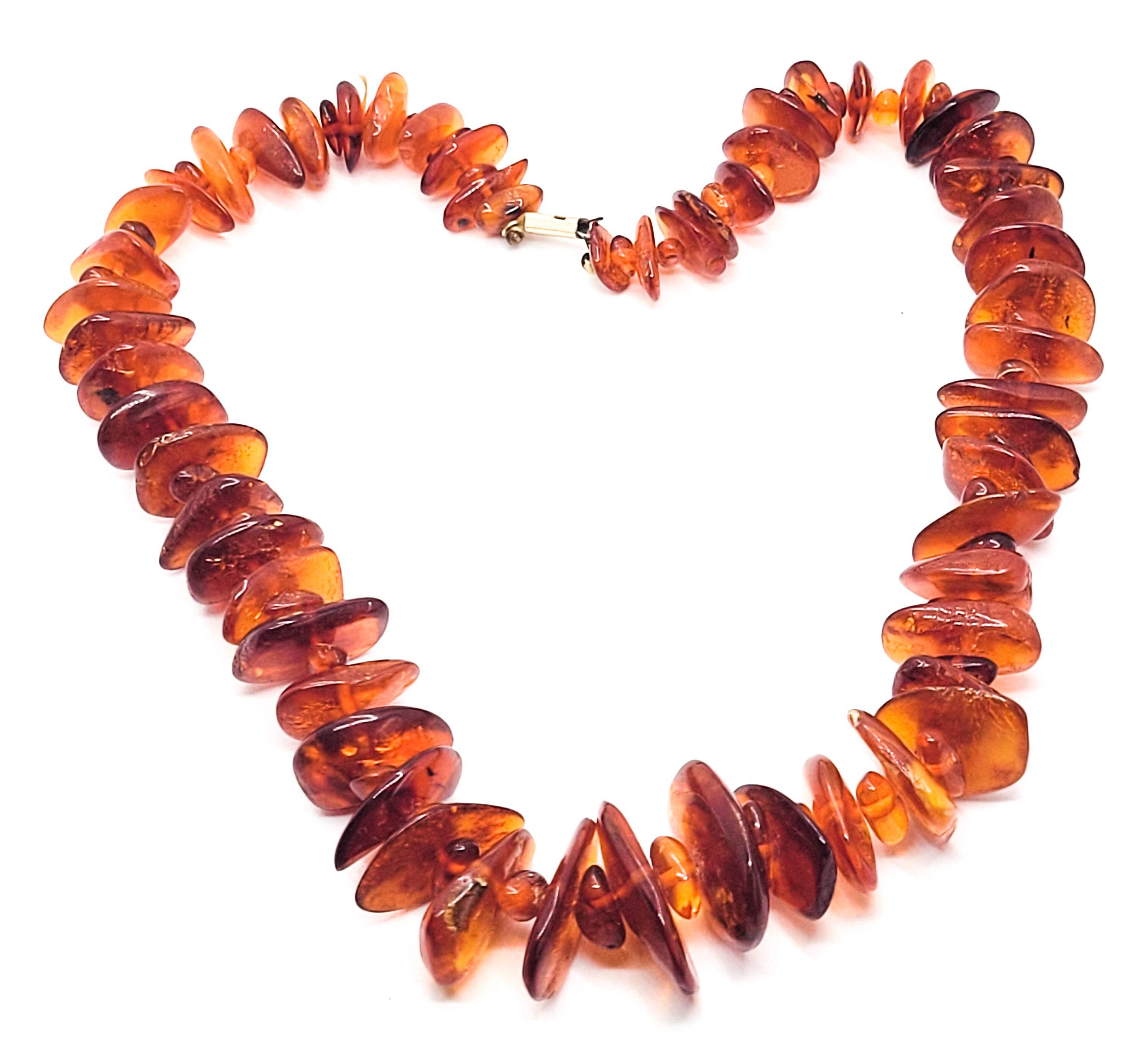 Cognac amber natural graduated nugget vintage necklace 16.5 inches 34.2 grams main product image