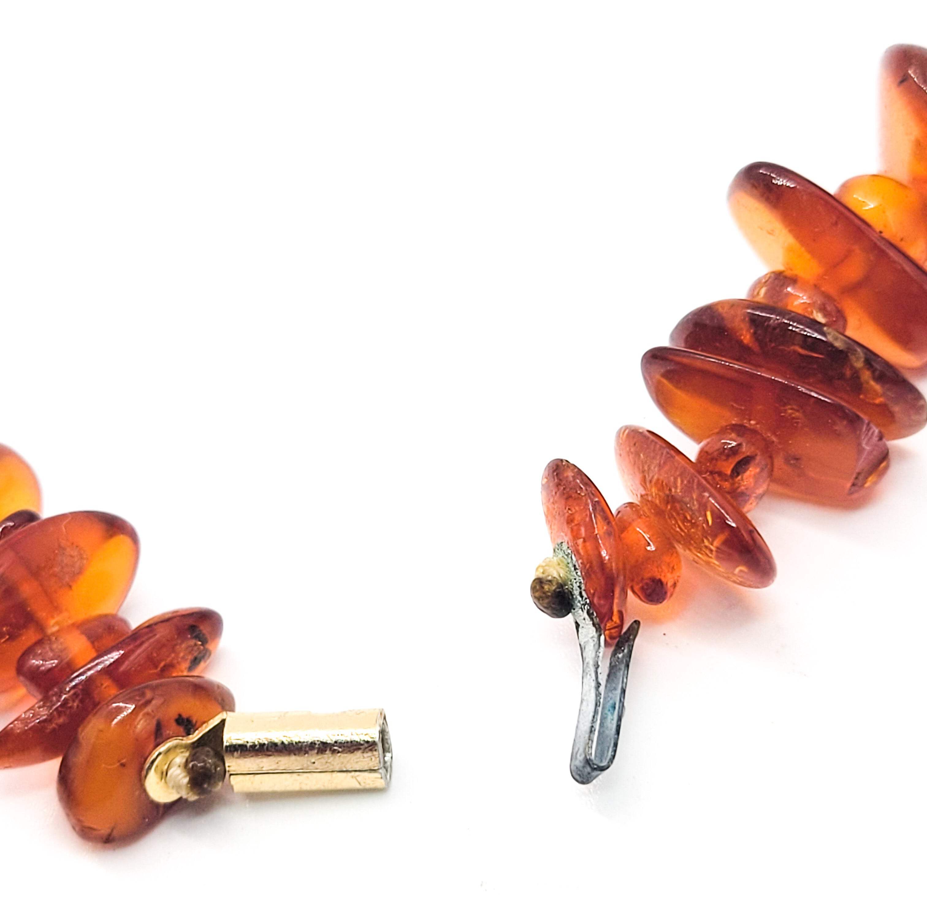 Cognac amber natural graduated nugget vintage necklace 16.5 inches 34.2 grams detailed image 5