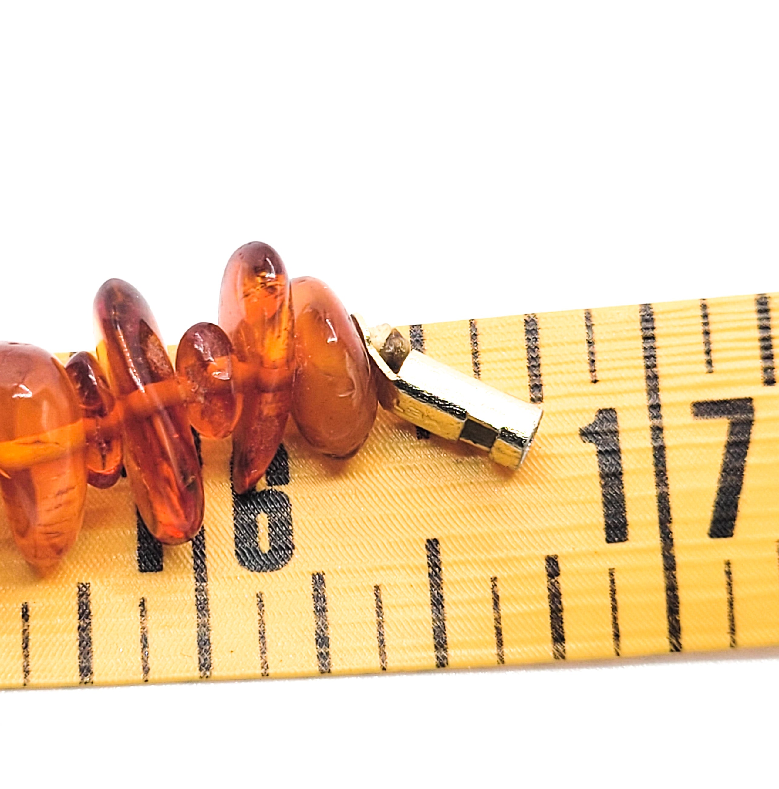 Cognac amber natural graduated nugget vintage necklace 16.5 inches 34.2 grams product image view 6