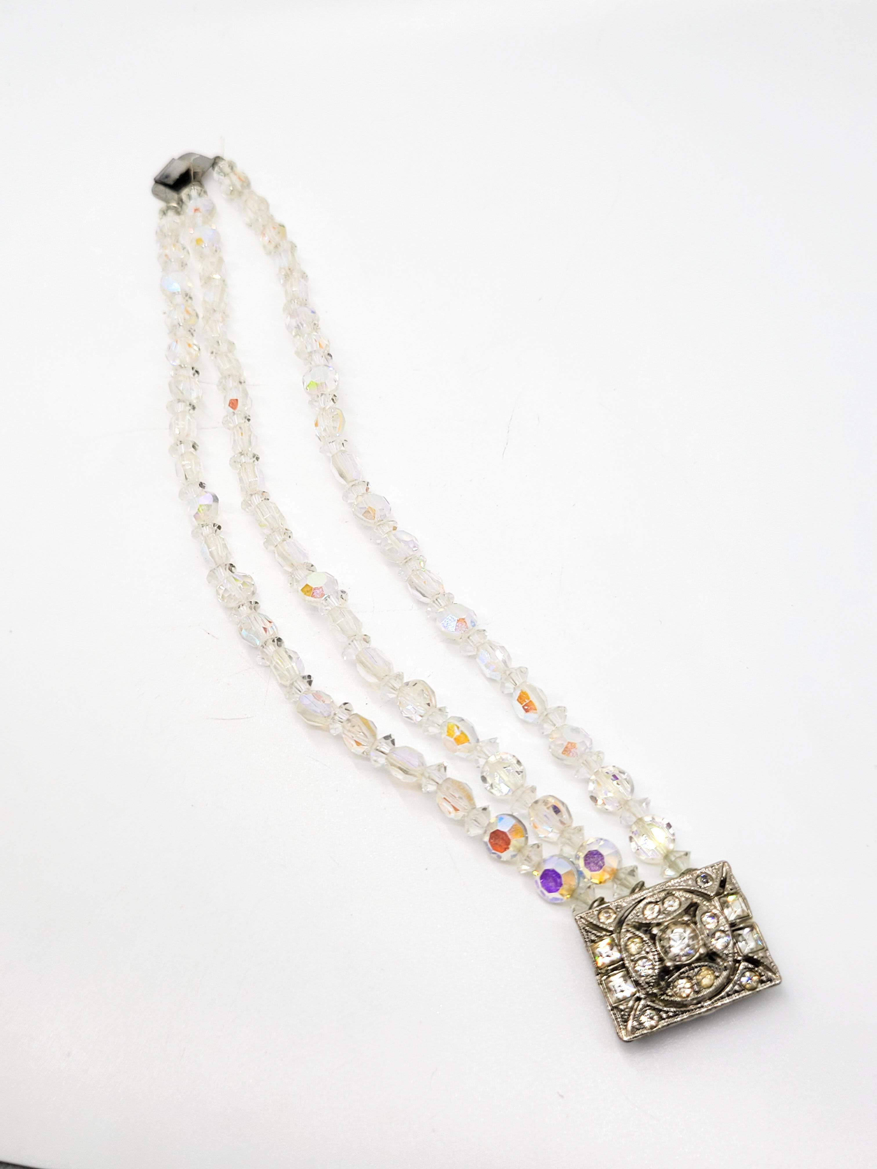 Triple strand vintage beaded Austrian Crystal rhinestone clasp bracelet - Bild 3 von 5