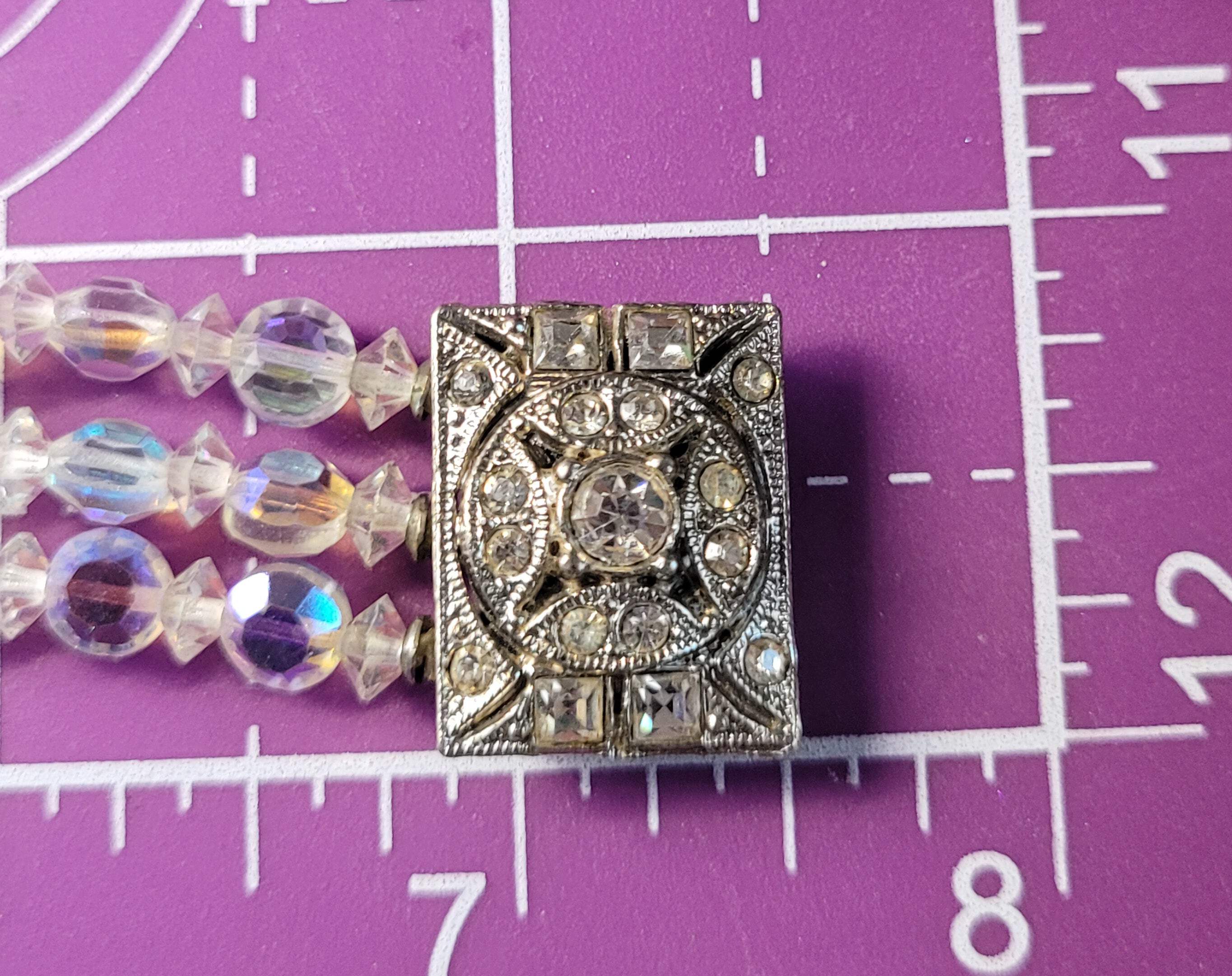 Triple strand vintage beaded Austrian Crystal rhinestone clasp bracelet - Bild 5 von 5