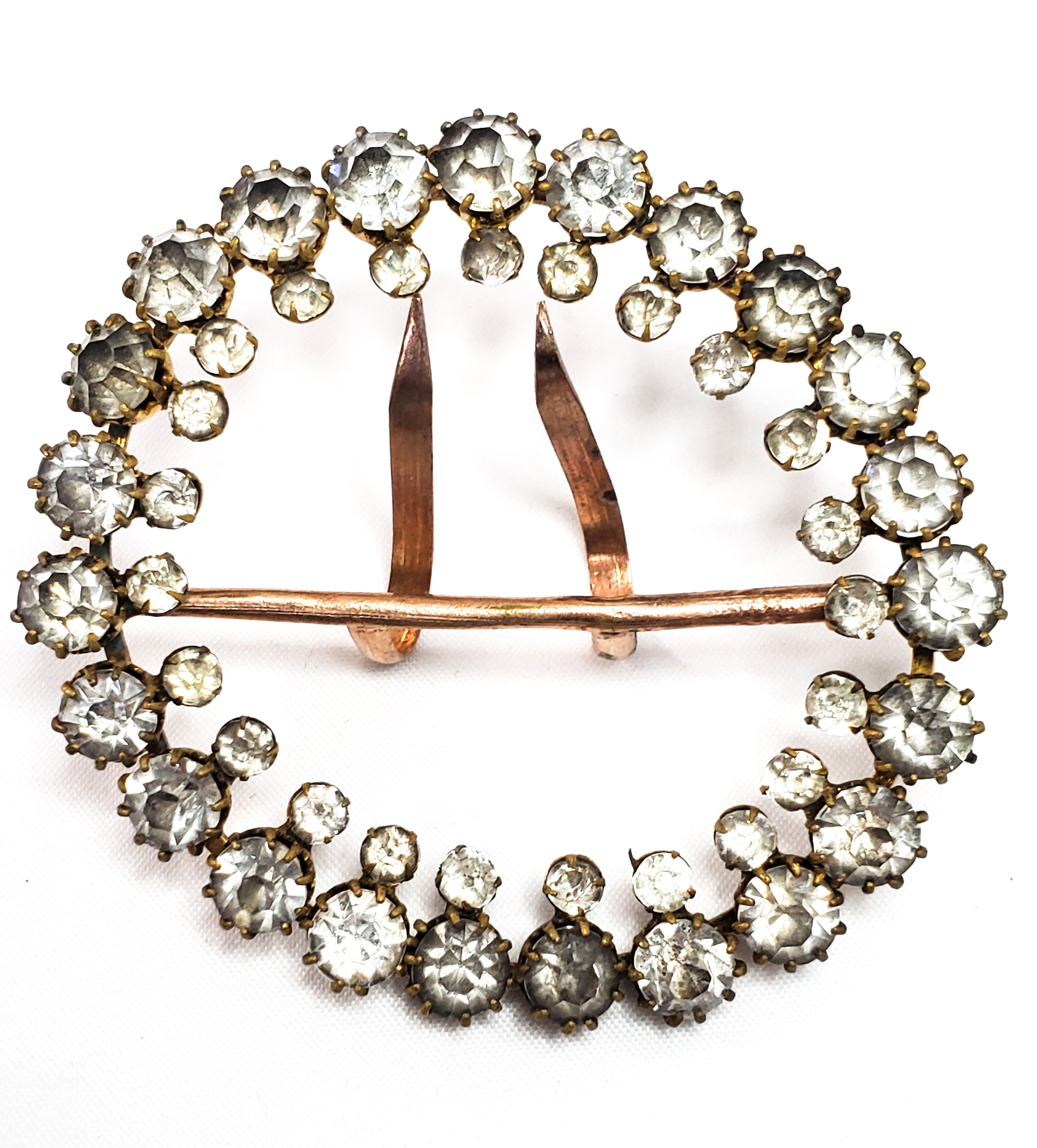 Large antique Victorian clear paste double row round rhinestone sash ...