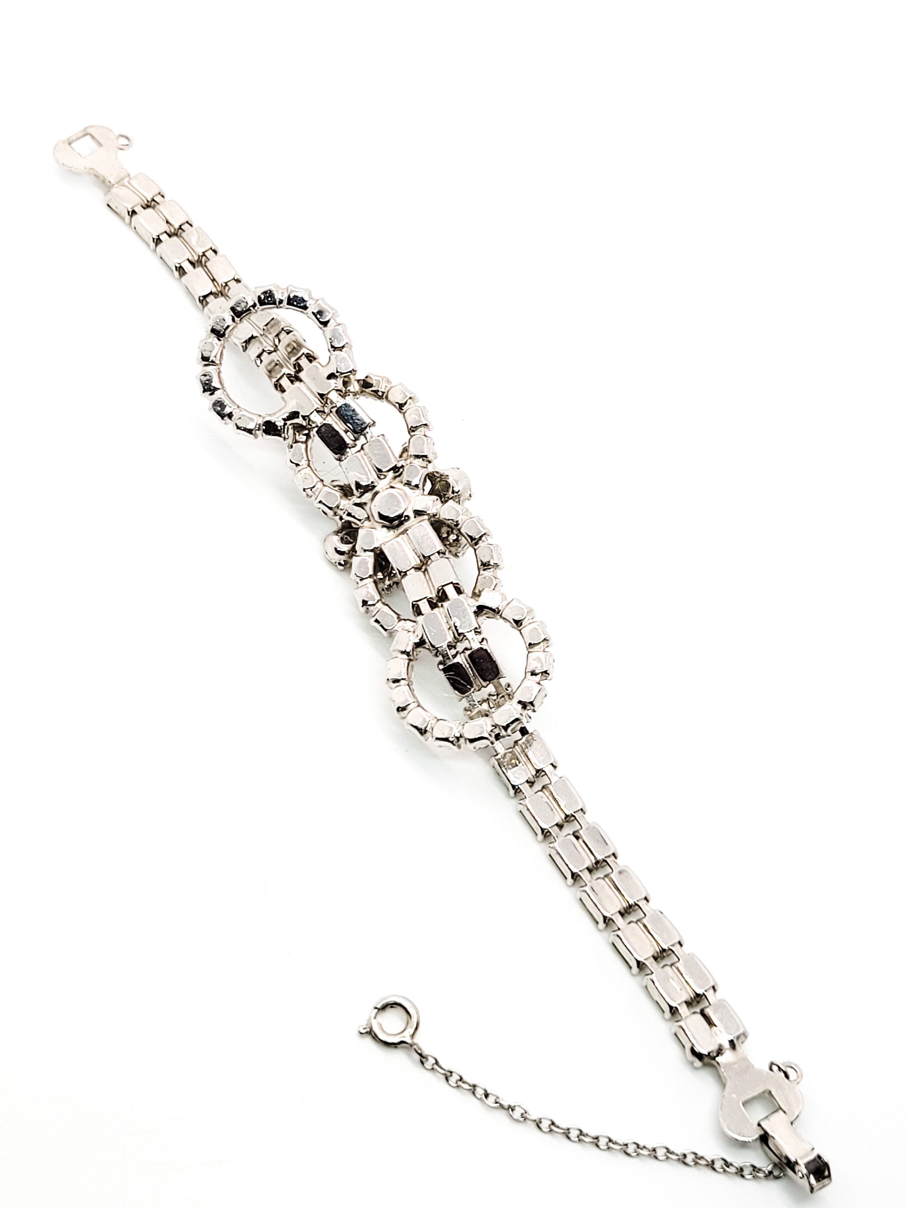 Art Deco style high end estate clear prong set flower vintage rhinestone bracele product image view 5