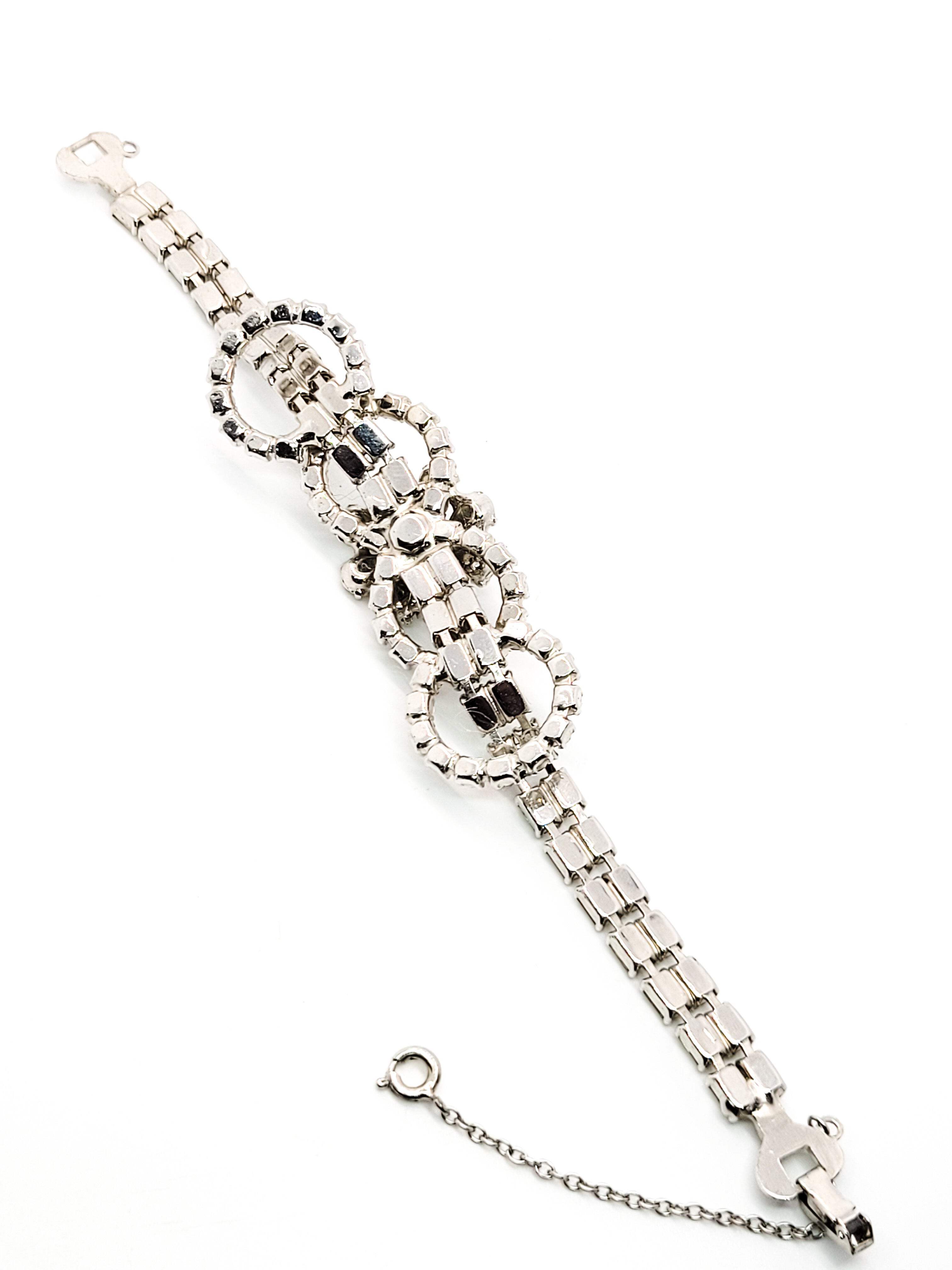 Art Deco style high end estate clear prong set flower vintage rhinestone bracele detailed image 5