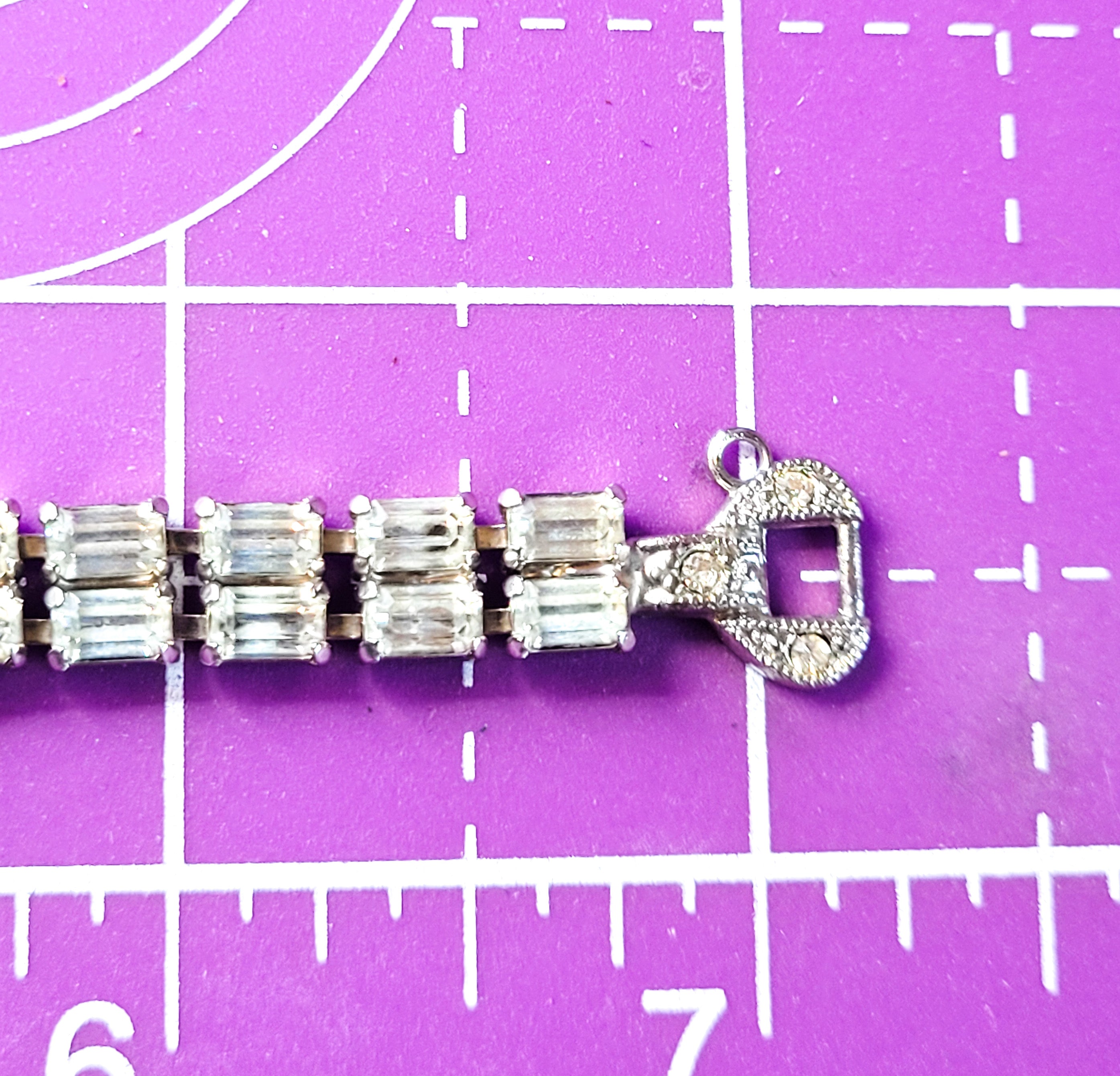Art Deco style high end estate clear prong set flower vintage rhinestone bracele product image view 8
