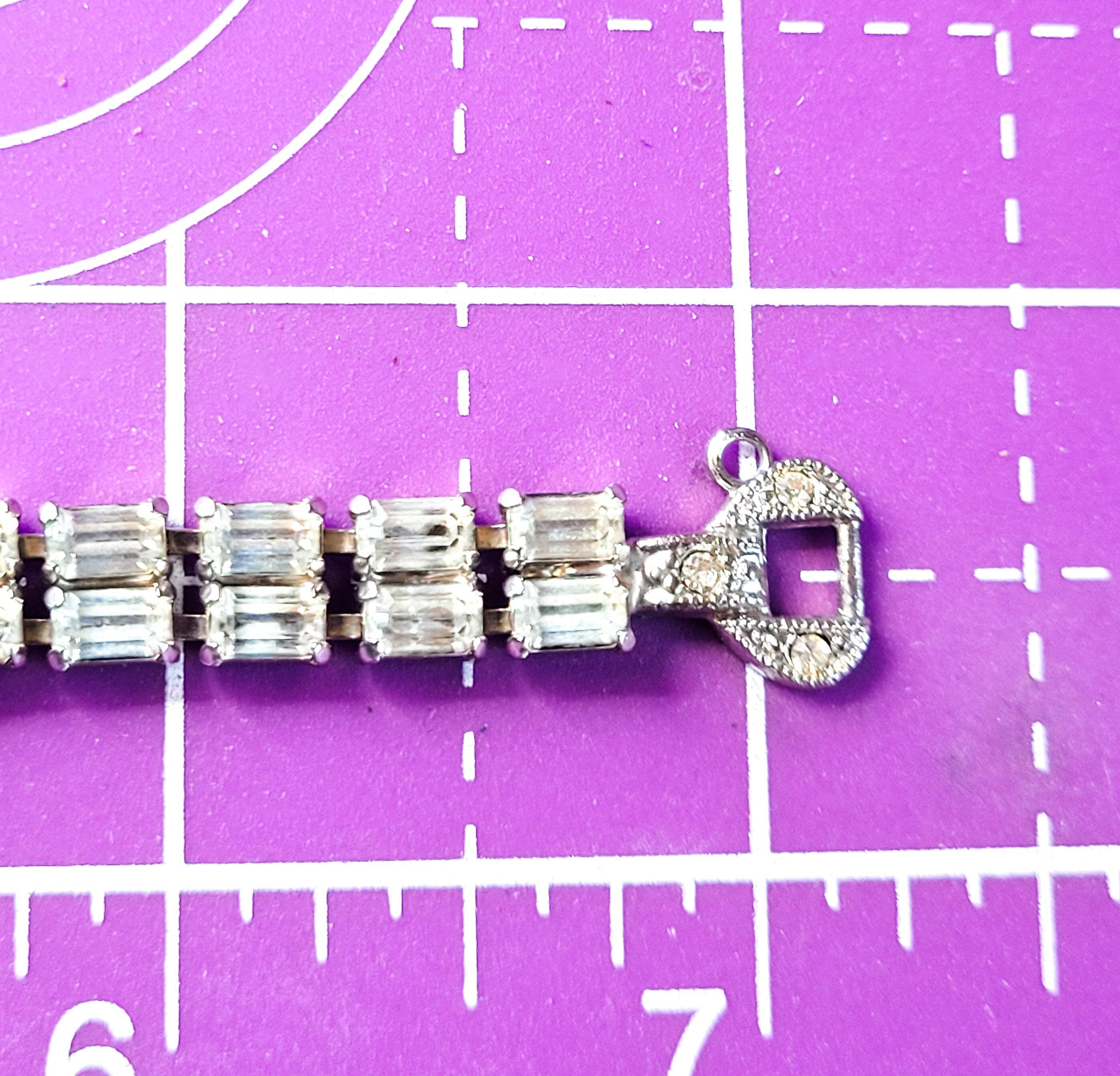 Art Deco style high end estate clear prong set flower vintage rhinestone bracele detailed image 8